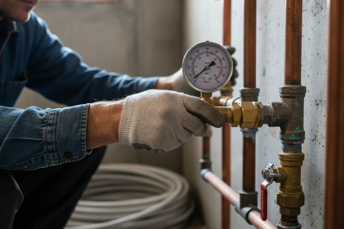Pressure testing a repaired line during Water Line Repair in Bay Pines